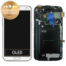 Samsung Galaxy Note 2 N7100 - Écran LCD + Ecran Tactile + Cadre (Marbre Blanc) - GH97-14112A Genuine Service Pack