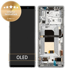 Sony Xperia 5 - LCD displej + Dotykové sklo + Rám (Grey) - 1319-9455 Genuine Service Pack