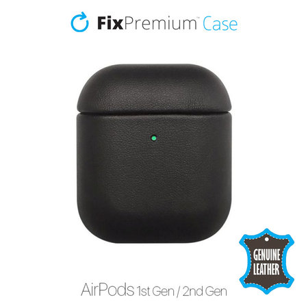 FixPremium - Étui en cuir pour AirPods 1 & 2, noir