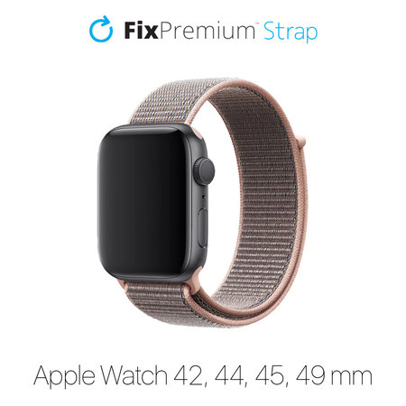 FixPremium - Bracelet en nylon pour Apple Watch (42, 44, 45 et 49 mm), rose