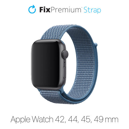 FixPremium - Bracelet en nylon pour Apple Watch (42, 44, 45 et 49 mm), bleu