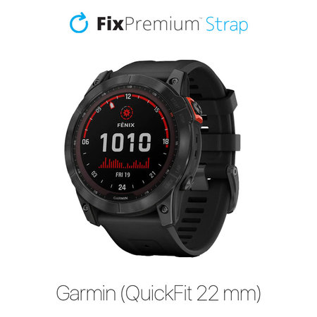 FixPremium - Bracelet en silicone pour Garmin (QuickFit 22 mm), noir