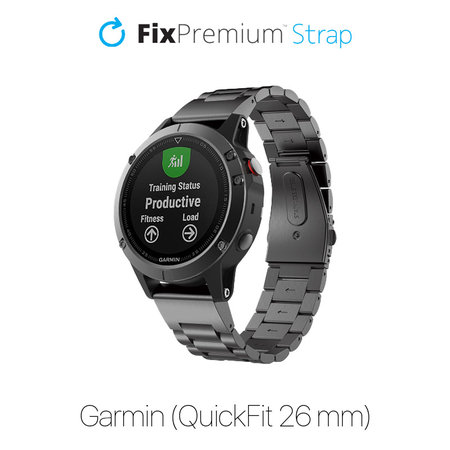 FixPremium - Bracelet en acier inoxydable pour Garmin (QuickFit 26 mm), noir