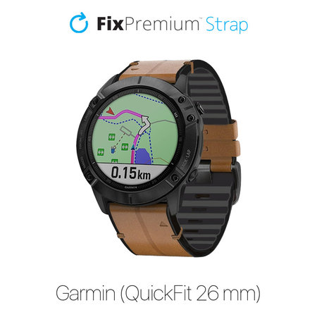 FixPremium - Bracelet en cuir pour Garmin (QuickFit 26mm), marron clair