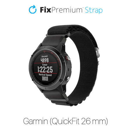 FixPremium - Sangle Alpine Loop pour Garmin (QuickFit 26mm), noir