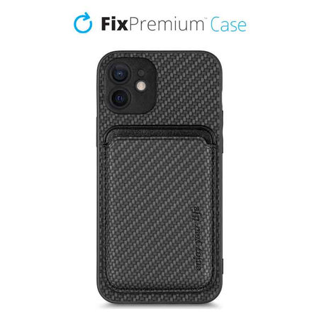 FixPremium - Étui Carbon s MagSafe Wallet pour iPhone 12 mini, noir