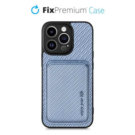 FixPremium - Étui Carbon s MagSafe Wallet pour iPhone 14 Pro, bleu