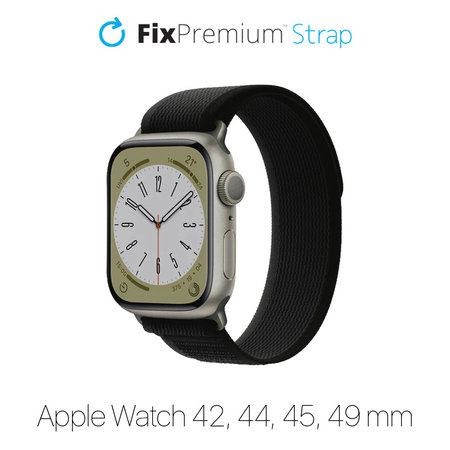 FixPremium - Bracelet Trail Loop pour Apple Watch (42, 44, 45 et 49 mm), noir