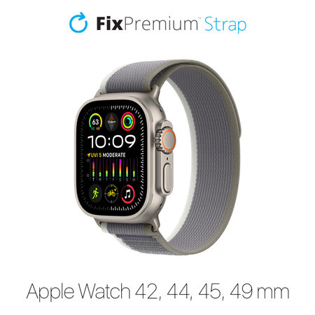 FixPremium - Bracelet Trail Loop pour Apple Watch (42, 44, 45 et 49 mm), gris