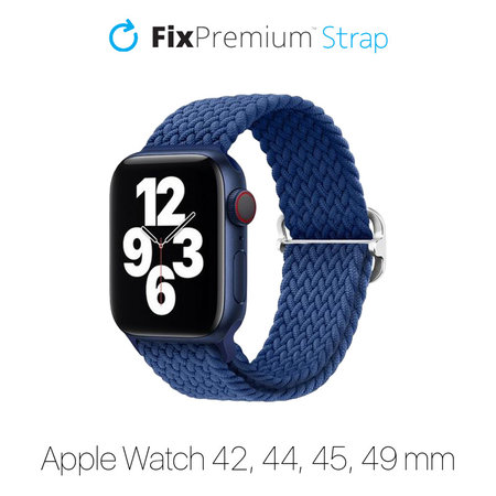 FixPremium - Bracelet Solo Loop pour Apple Watch (42, 44, 45 et 49 mm), bleu foncé