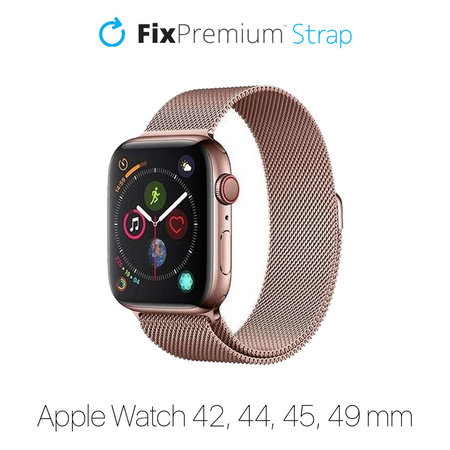 FixPremium - Bracelet Milanese Loop pour Apple Watch (42, 44, 45 & 49mm), or rose