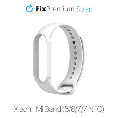 FixPremium - Bracelet en silicone pour Xiaomi Mi Band (5/6/7/7 NFC), blanc