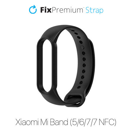 FixPremium - Bracelet en silicone pour Xiaomi Mi Band (5/6/7/7 NFC), noir