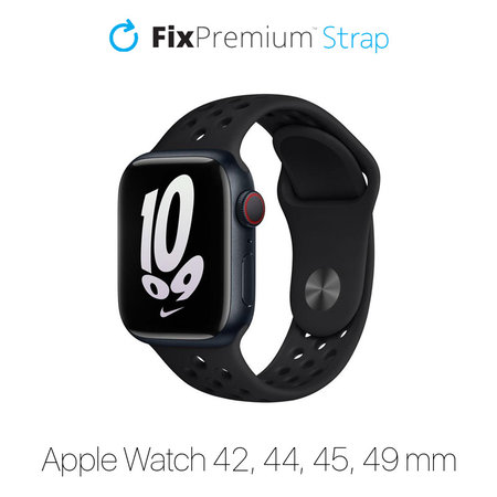 FixPremium - Bracelet sport en silicone pour Apple Watch (42, 44, 45 et 49 mm), noir