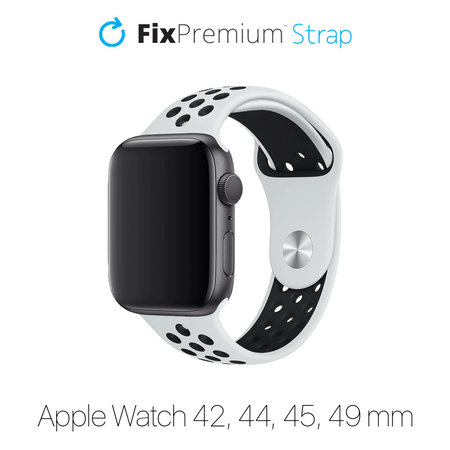 FixPremium - Bracelet sport en silicone pour Apple Watch (42, 44, 45 et 49 mm), blanc