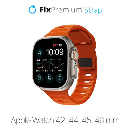 FixPremium - Bracelet Sport Silicone pour Apple Watch (42, 44, 45 & 49mm), orange