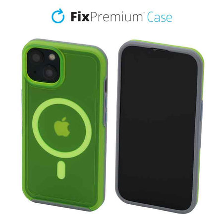 FixPremium - Coque Clear sMagSafe pour iPhone 13, vert fluo