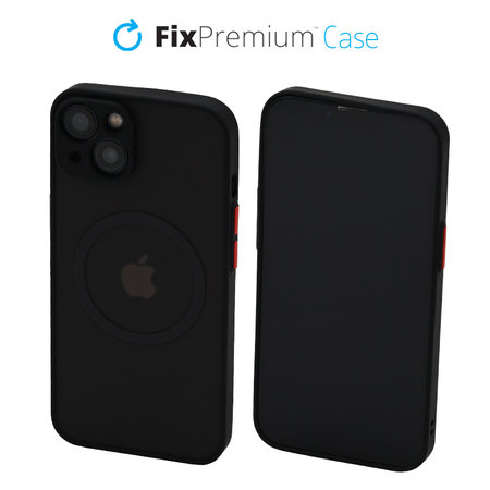 FixPremium - Étui Matte avec MagSafe pour iPhone 13 a 14, noir