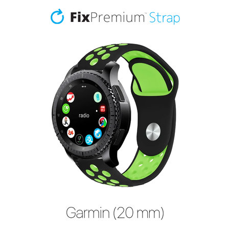 FixPremium - Bracelet sportif en silicone pour Garmin (20mm), noir