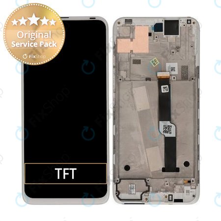 Motorola One Fusion Plus - Écran LCD + Écran Tactile + Cadre (Blanc Clair de Lune) - 5D68C16858 Genuine Service Pack