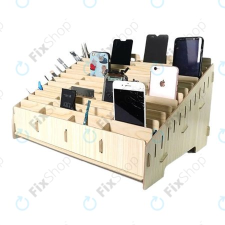 Boîte de rangement pour 48 téléphones portables pour atelier (en bois)