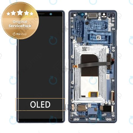 Sony Xperia 5 - LCD + Écran Tactile + Cadre (Bleu) - 1319-9384 Genuine Service Pack