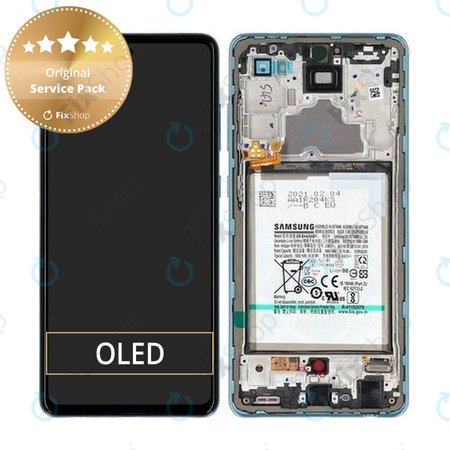 Samsung Galaxy A72 A725F, A726B - Écran LCD + Écran tactile + Cadre + Batterie (Bleu génial) - GH82-25541B, GH82-25542B Genuine Service Pack