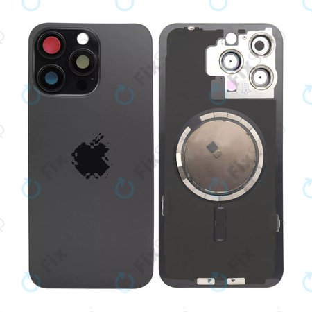 Apple iPhone 15 Pro Max - Verre du boîtier arrière + Verre de la caméra + Cadre en métal + Aimant MagSafe (Black Titanium)