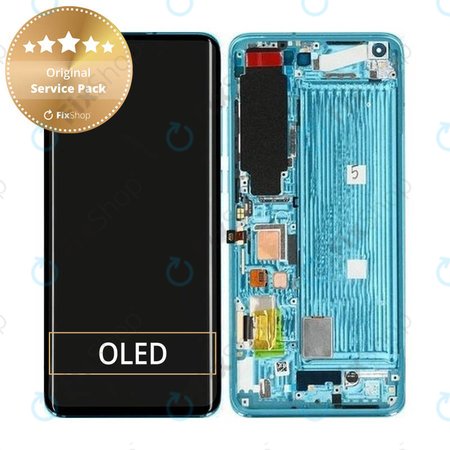 Xiaomi Mi 10 M2001J2G - Écran LCD + Écran Tactile + Cadre (Vert Corail) - 56000600J200 Genuine Service Pack