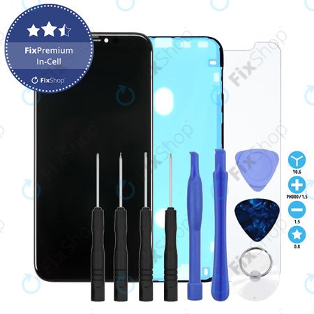 Apple iPhone XR - Écran LCD + Écran tactile + Cadre In-Cell FixPremium + Adhésif pour LCD + Verre trempé + Kit d'outils - Multipack