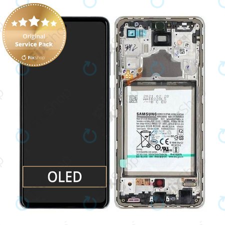 Samsung Galaxy A72 A725F, A726B - Écran LCD + Écran tactile + Cadre + Batterie (Blanc génial) - GH82-25541D, GH82-25542D Genuine Service Pack