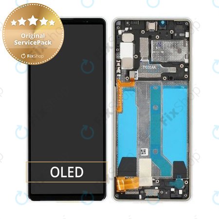 Sony Xperia 10 IV XQCC54 - Écran LCD + Écran tactile + Cadre (Blanc) - A5047174A Genuine Service Pack